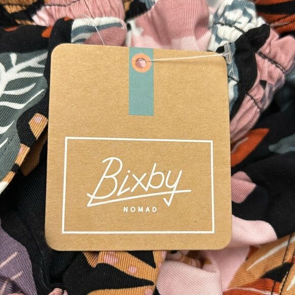 Bixby Nomad black floral elastic tie waist shorts Size L ( 12-14 ) New - Picture 4 of 7